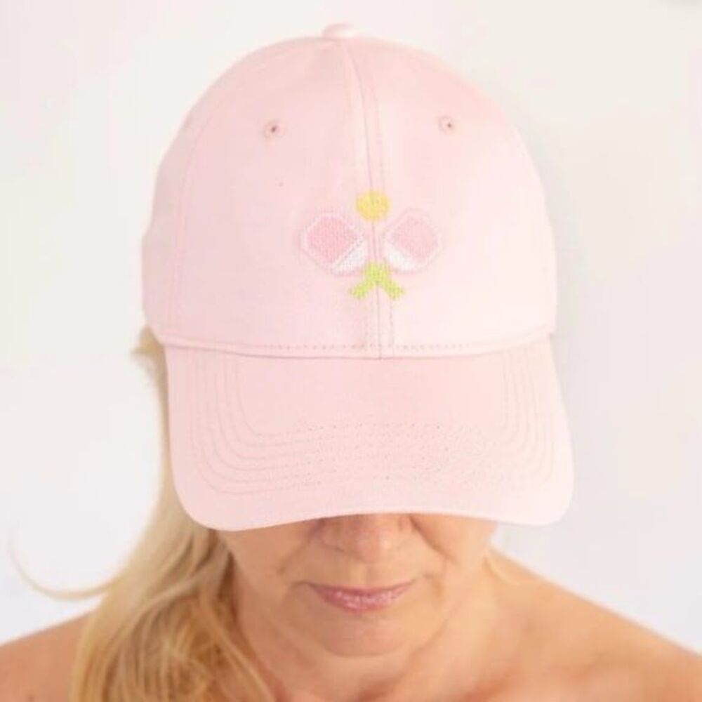 Lisi Lerch LL Light Pink Needlepoint Baseball Hat Pickleball Dink All Day